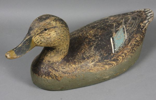 Appraisal: Black duck decoy by Ben Schmidt of Michigan head turned