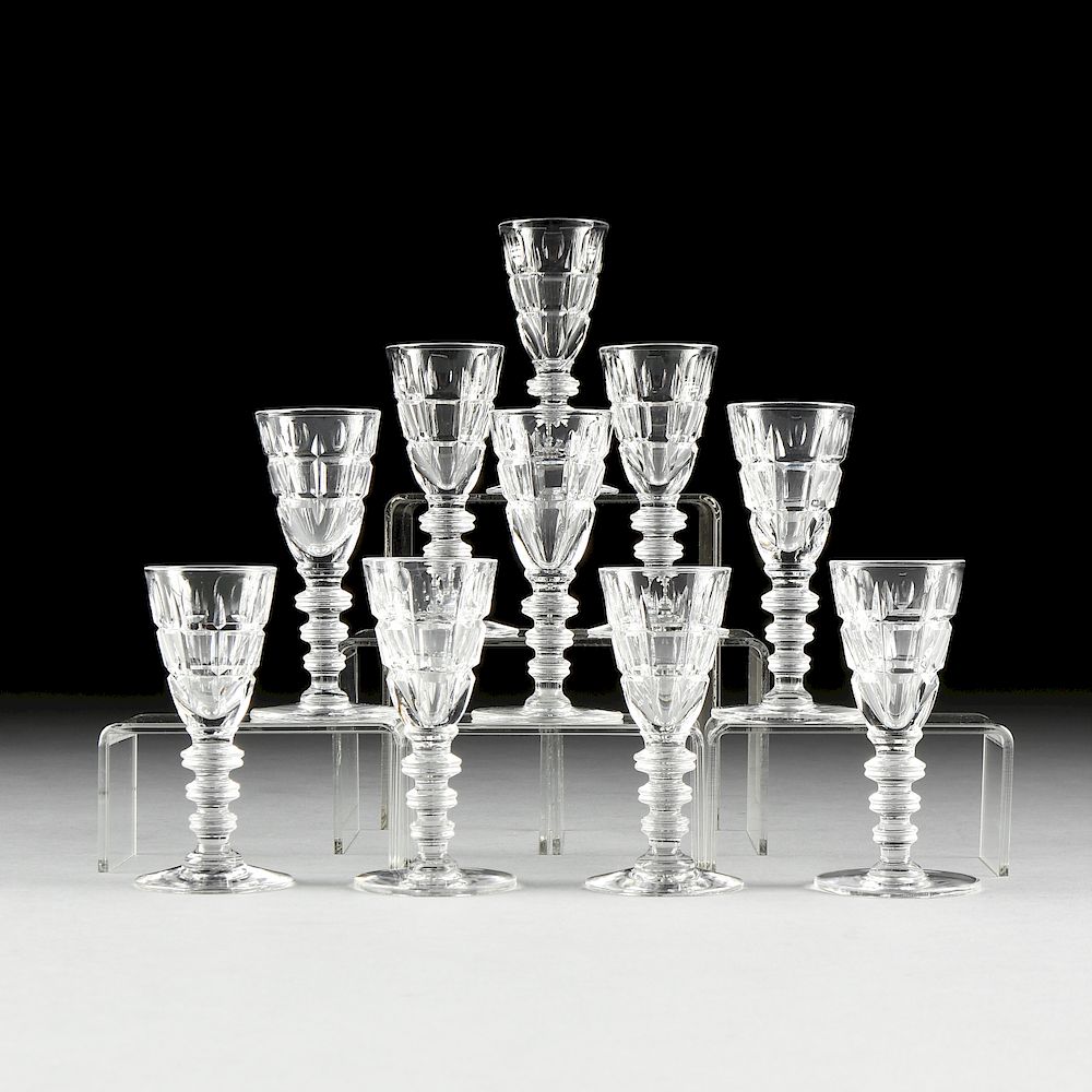 Appraisal: A SET OF TEN HAWKES CUT GLASS CORDIAL STEMWARE VERNAY