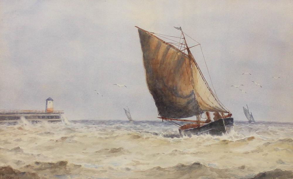 Appraisal: F GRAYSON United Kingdom th century watercolor on paper fishing