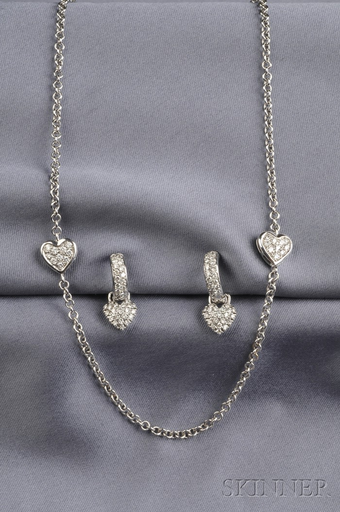 Appraisal: kt and kt White Gold and Diamond Heart Necklace and