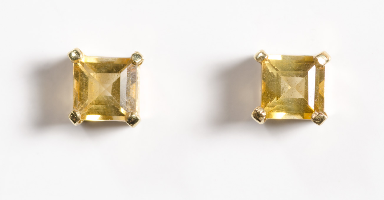 Appraisal: PAIR OF CITRINE EAR STUDS each k yellow gold set