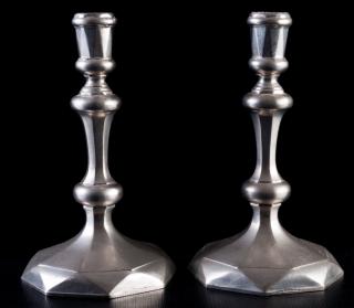 Appraisal: Williamsburg Stieff CW Pewter Candlesticks PR Pair of Williamsburg Stieff