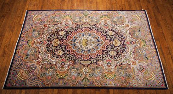 Appraisal: Tabriz Rug Second Quarter th Century Blue ground with flowering