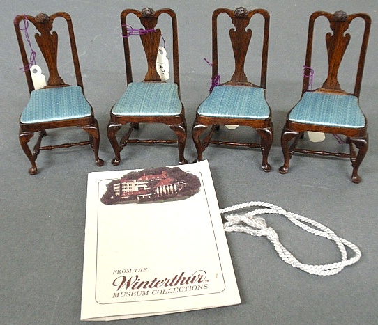 Appraisal: - Four miniature Queen Anne style side chairs scale from