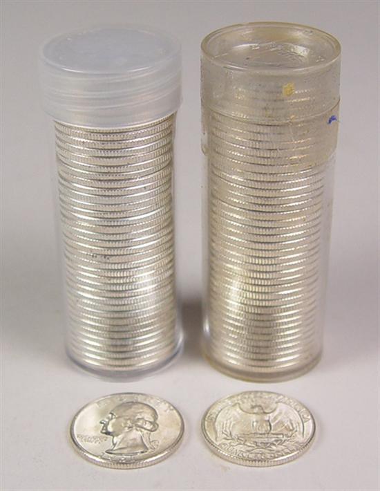 Appraisal: Two Nice BU Rolls of Washington Quarters Dates are -D