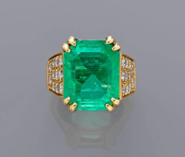 Appraisal: An emerald and diamond ring emerald weighing approximately carats estimated