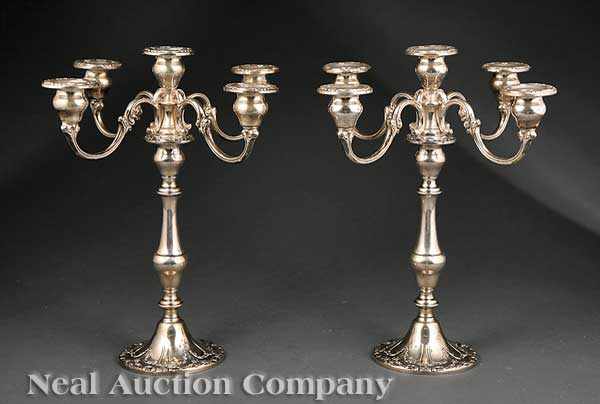 Appraisal: A Pair of Gorham Sterling Silver Five-Light Candelabra in the