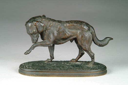 Appraisal: JOSEPH VICTOR CHEMIN French - DOG WITH RAISED FOOT Standing