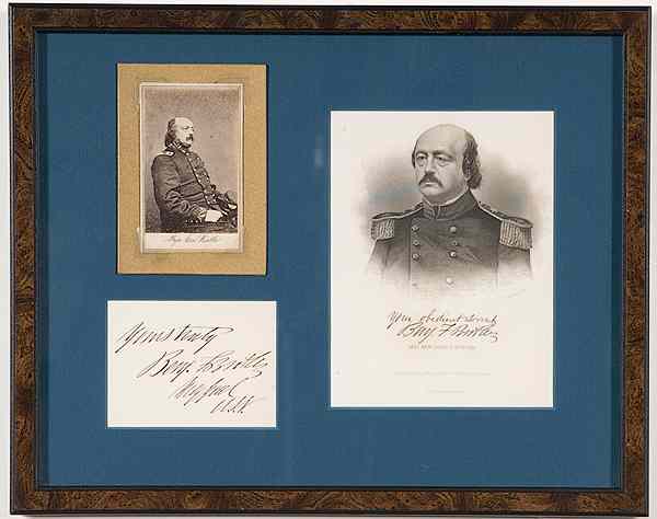 Appraisal: Civil War - Autographs Benjamin Butler Clipped Signature CDV Plus