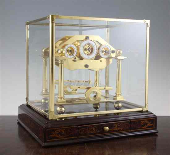 Appraisal: A lacquered brass Congreve type rolling ball clock with three