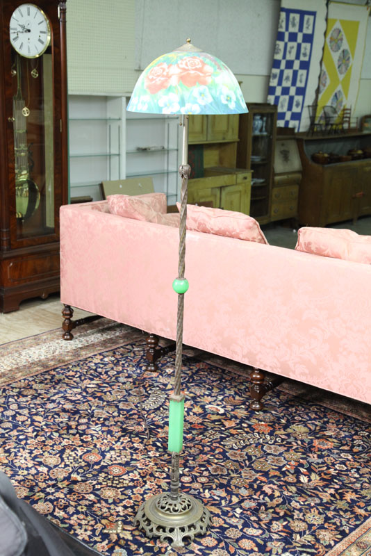 Appraisal: FLOOR LAMP Brass having a twisted support with green onyx