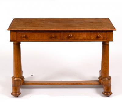 Appraisal: A Victorian satin walnut table fitted two drawers on end