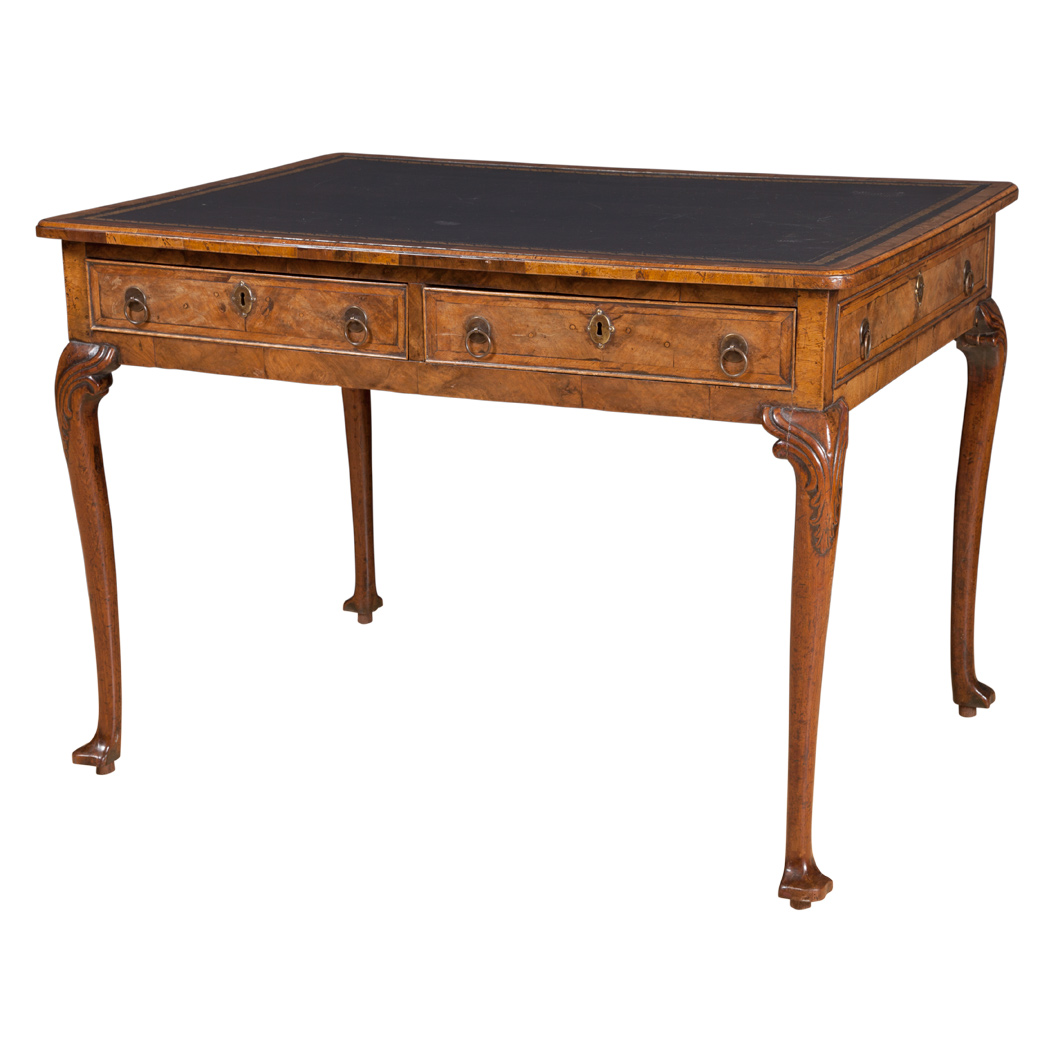 Appraisal: George II Walnut Writing Table The leather lined rectangular top