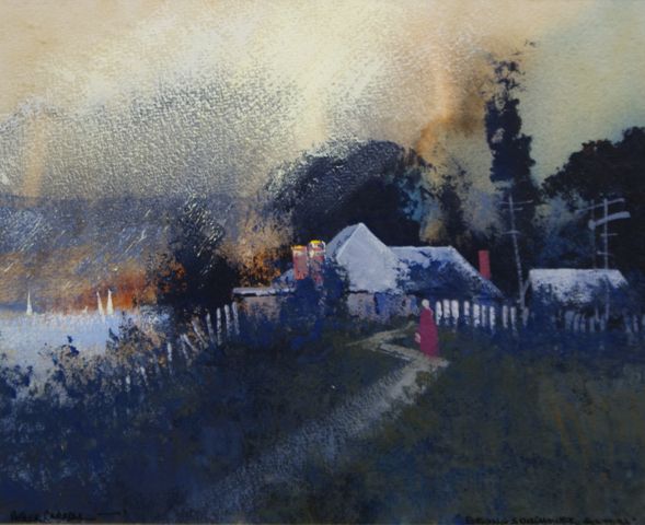 Appraisal: Patrick Carroll born Evening Sunshower Gosford watercolour and acrylic signed