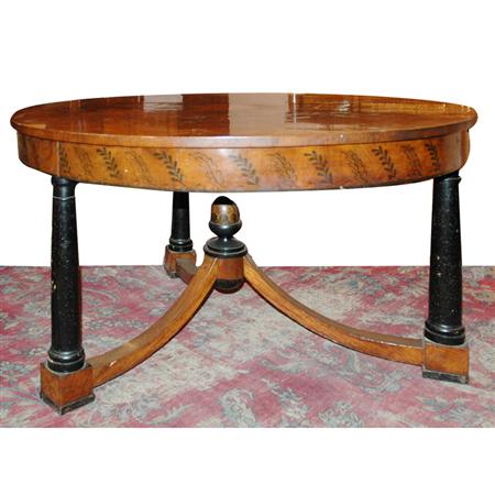 Appraisal: Biedermeier Inlaid Walnut and Mahogany Center Table Estimate -