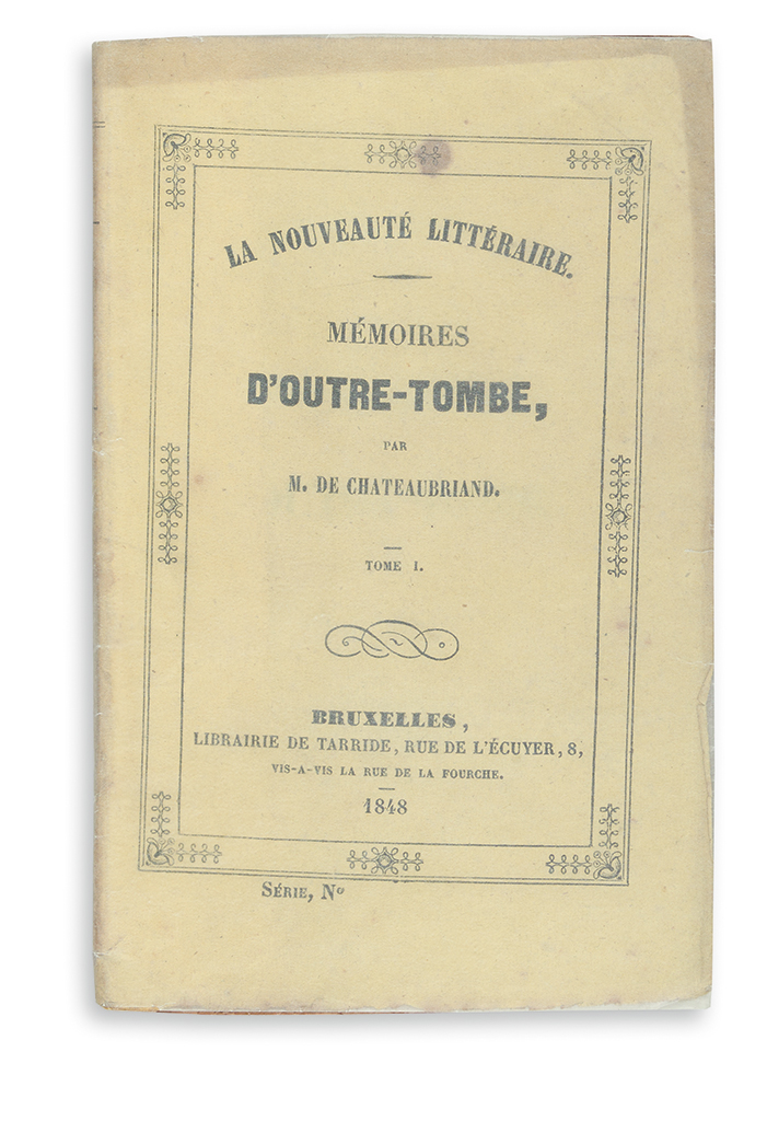 Appraisal: CHATEAUBRIAND FRAN OIS REN DE M moires d'Outre-Tombe Together volumes