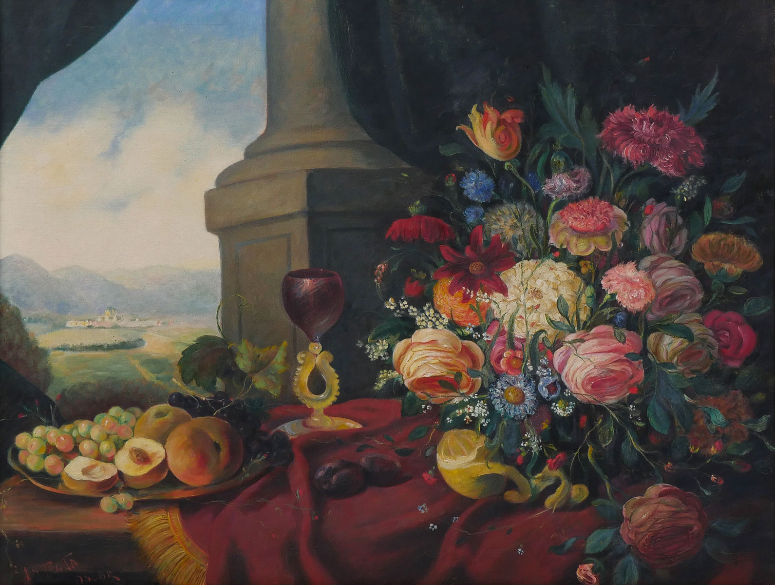 Appraisal: DI PRATA Oscar b Neoclassical Style Still Life Painting with