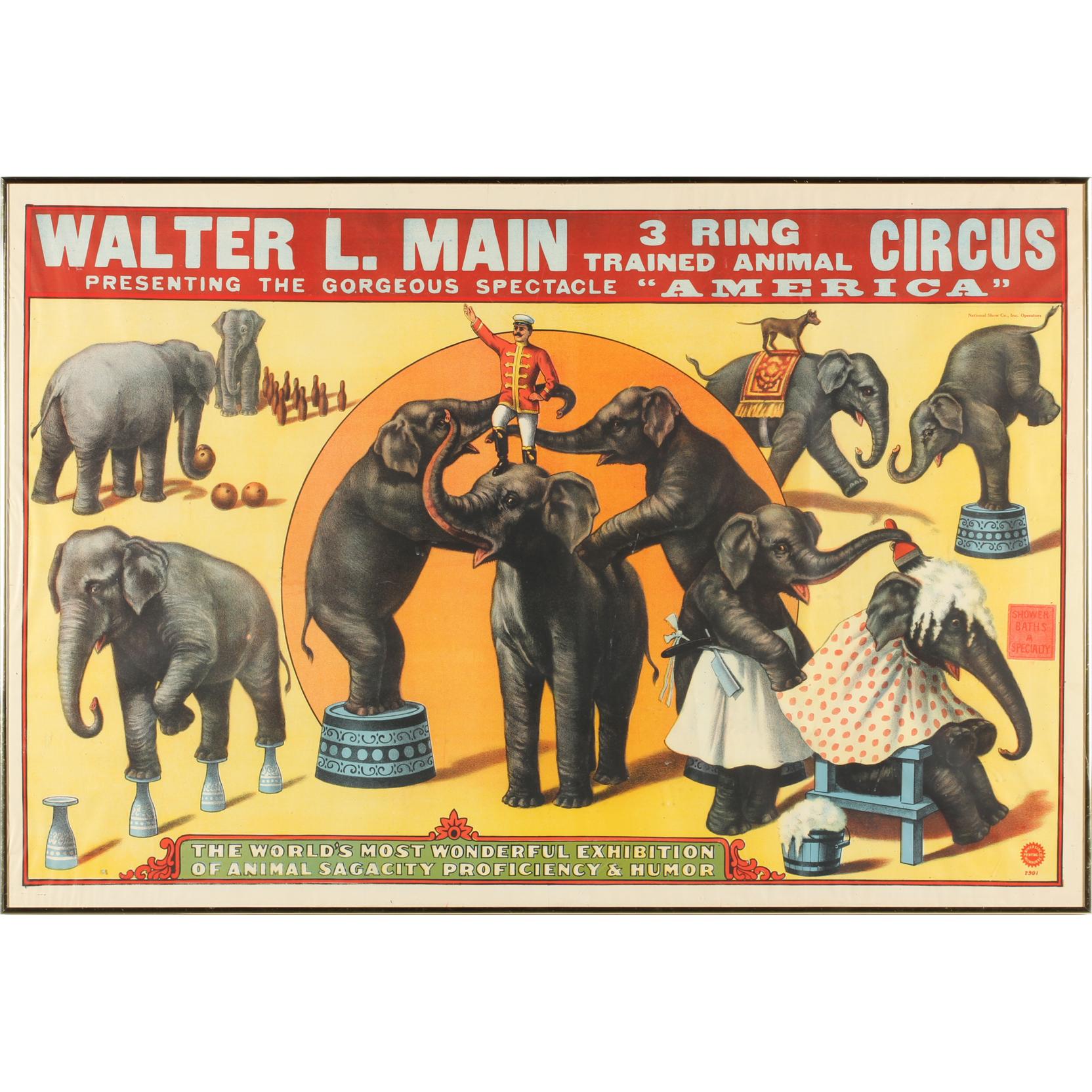 Appraisal: Walter L Main Vintage Circus Poster color lithograph circa s