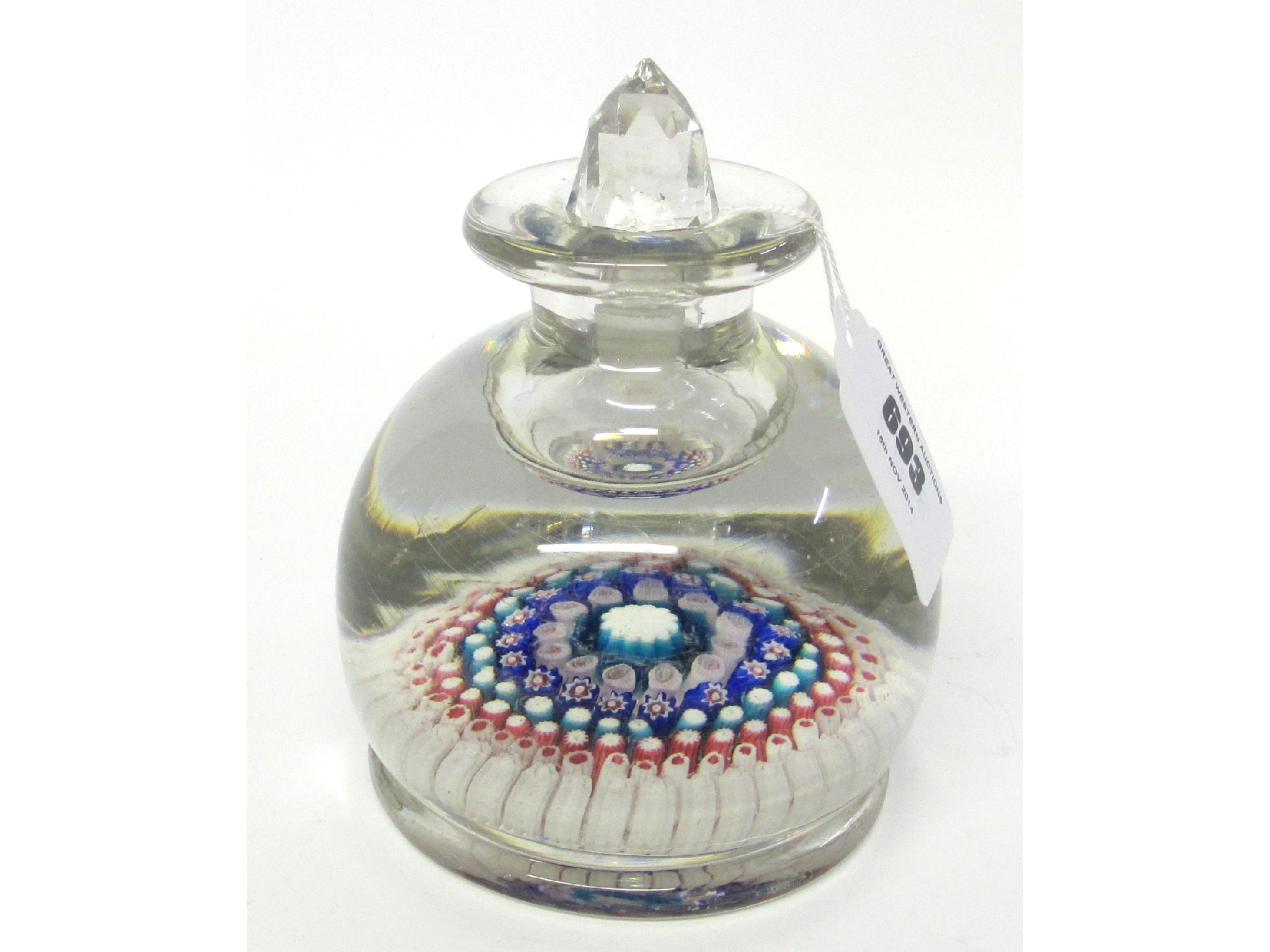 Appraisal: Glass millefiori scent bottle lacking lid