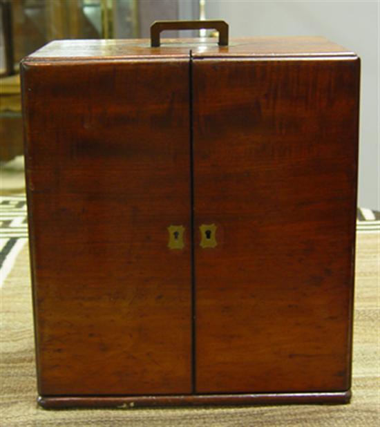 Appraisal: English Doctor's Medicinal Case Late th Century Mahogany with two