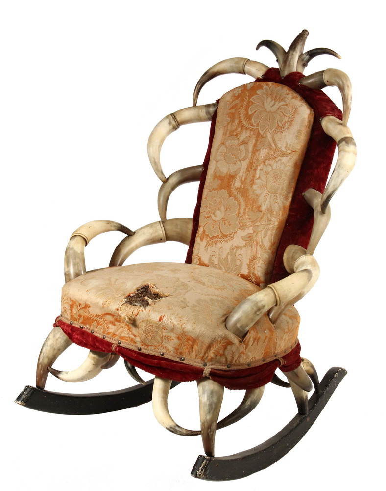 Appraisal: STEER HORN ROCKER - Circa Folk Art Rocker with steer