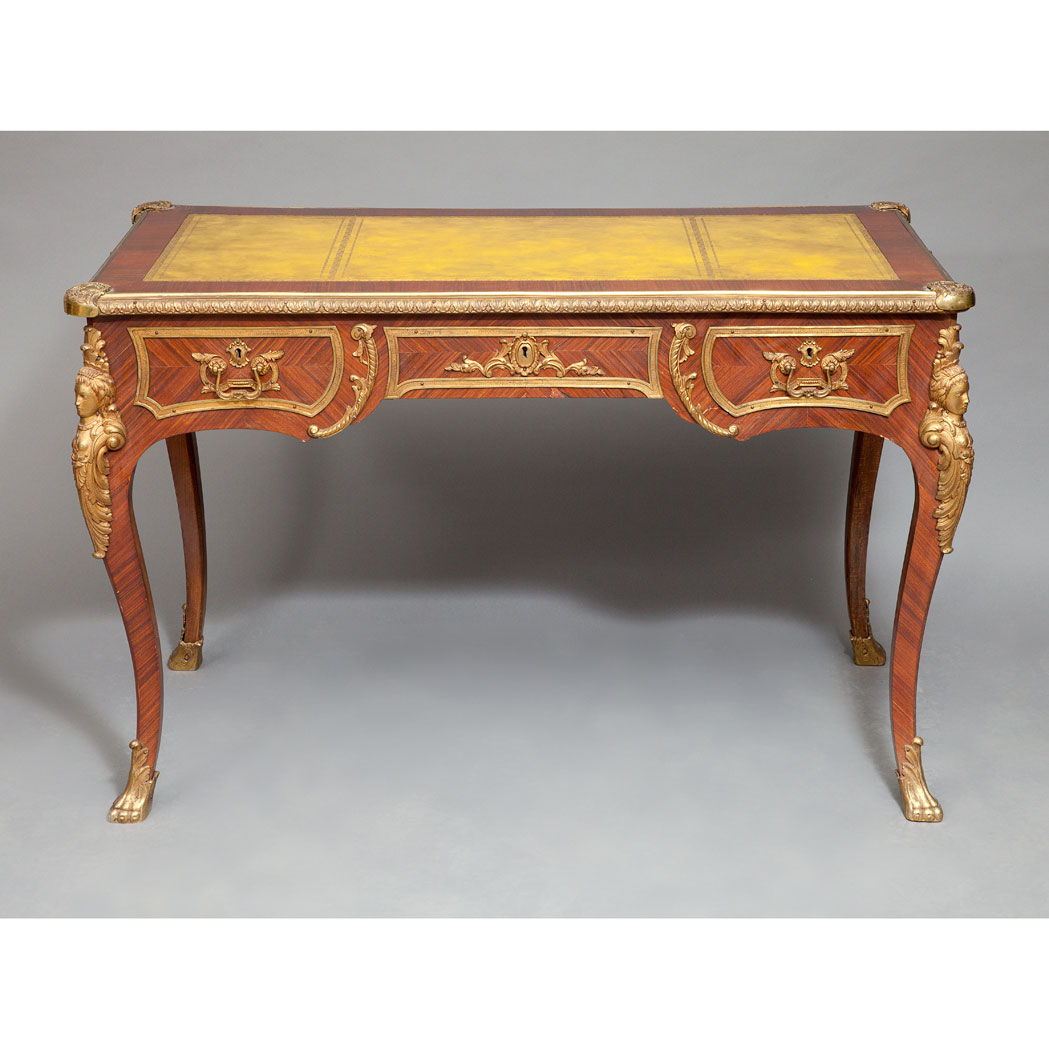 Appraisal: Louis XV Style Gilt-Metal Mounted Walnut Bureau Plat th Century