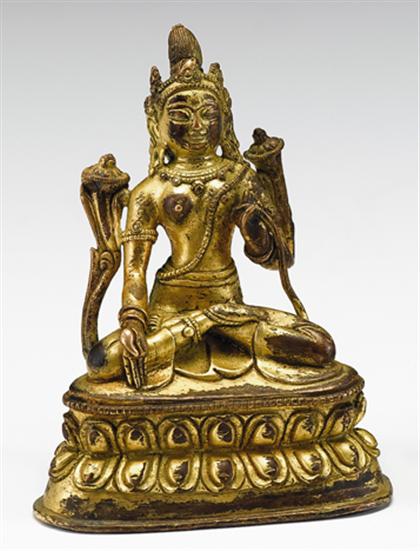 Appraisal: Sino-Tibetan gilt bronze figure of Manjusri th century Seated in