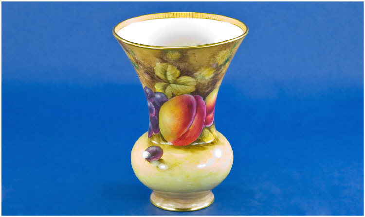 Appraisal: Royal Worcester Vase Fruit Painted Campana Shaped Vase Painted With