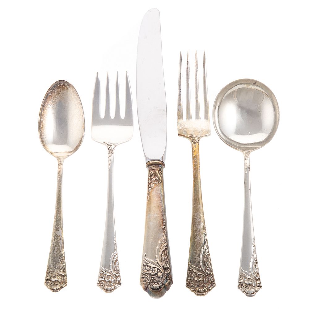 Appraisal: Amston Sterling Ecstasy Flatware Service service for eight including dinner