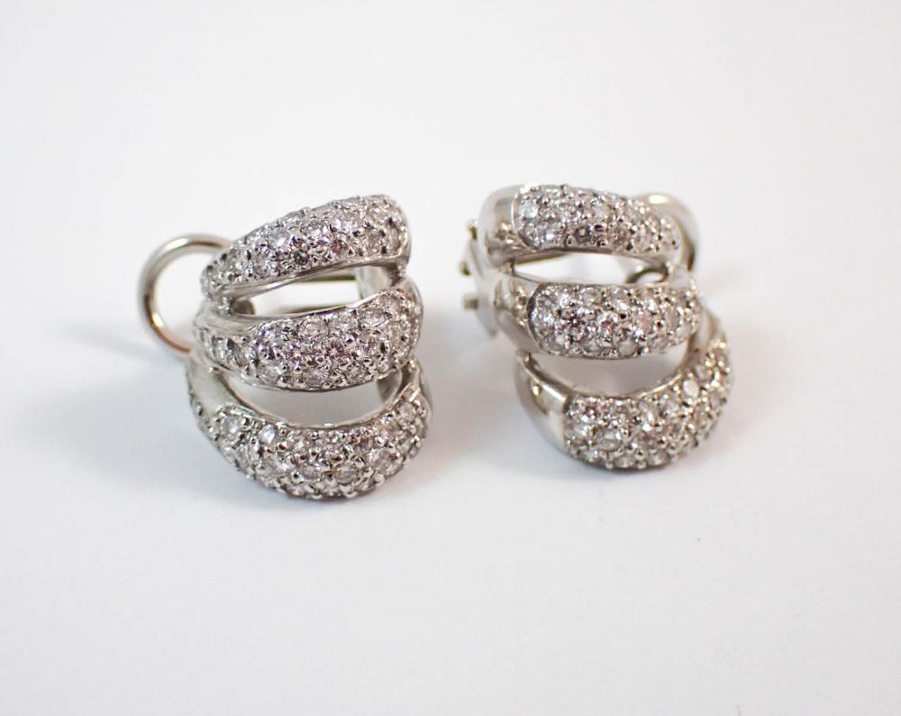 Appraisal: PAIR OF DIAMOND AND FOURTEEN KARAT GOLD EARRINGS each k