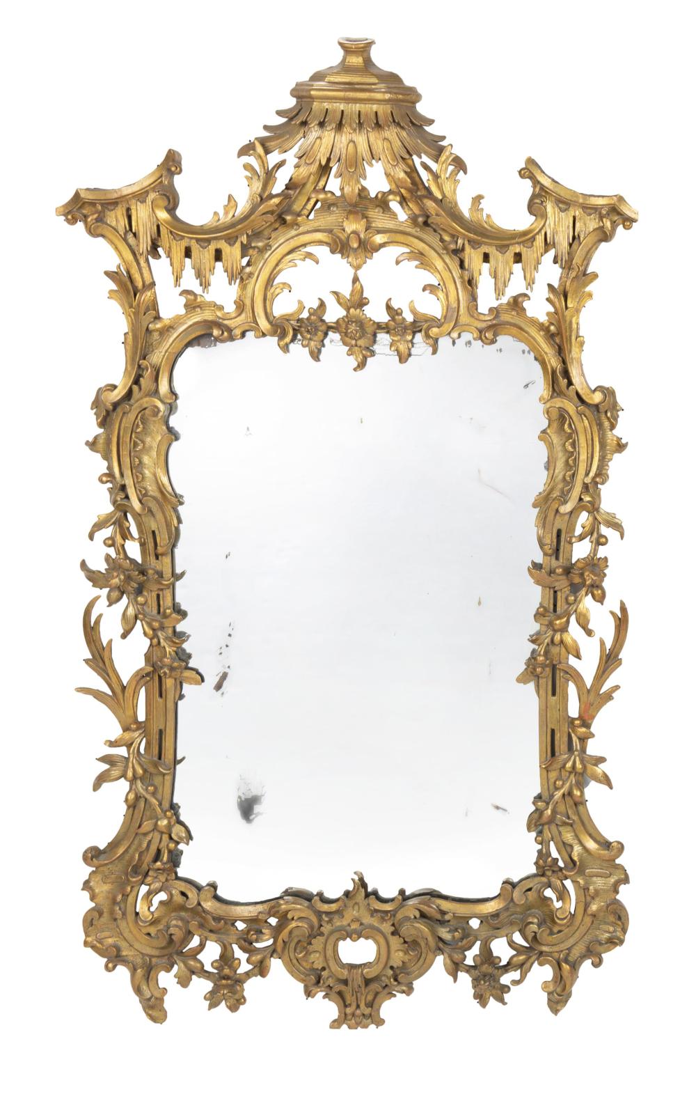 Appraisal: A Continental Chinoiserie giltwood wall mirror First-quarter th Century In