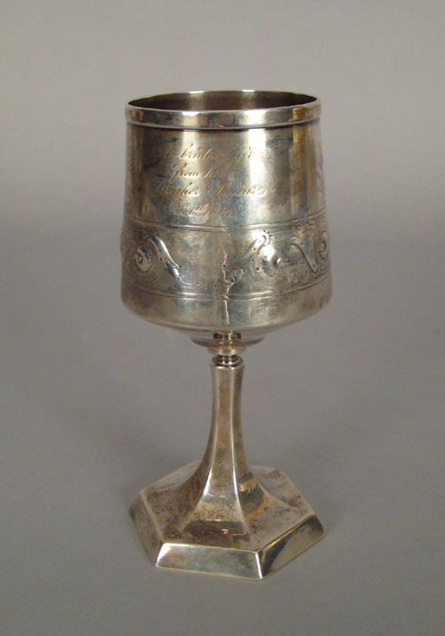 Appraisal: Gorham silver marriage goblet presented to Mary Austin Lewis A