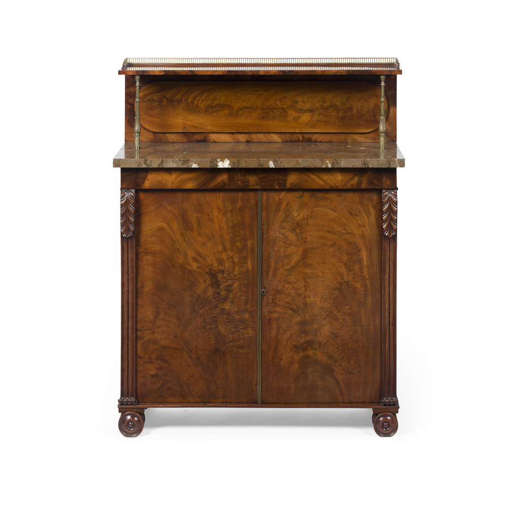 Appraisal: EARLY VICTORIAN MAHOGANY AND MARBLE TOP CHIFFONIER EARLY TH CENTURY