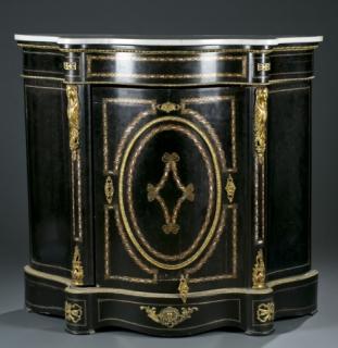 Appraisal: Pair of Napoleon III console cabinets Napoleon III Boulle marquetry