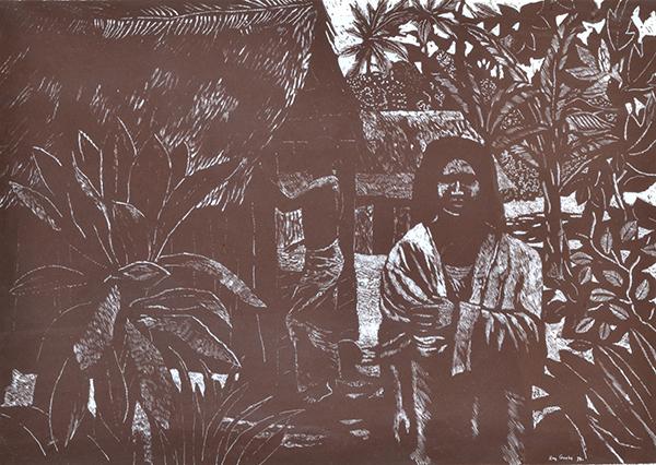 Appraisal: RAY CROOKE BORN Island Scene linocut RAY CROOKE BORN Island