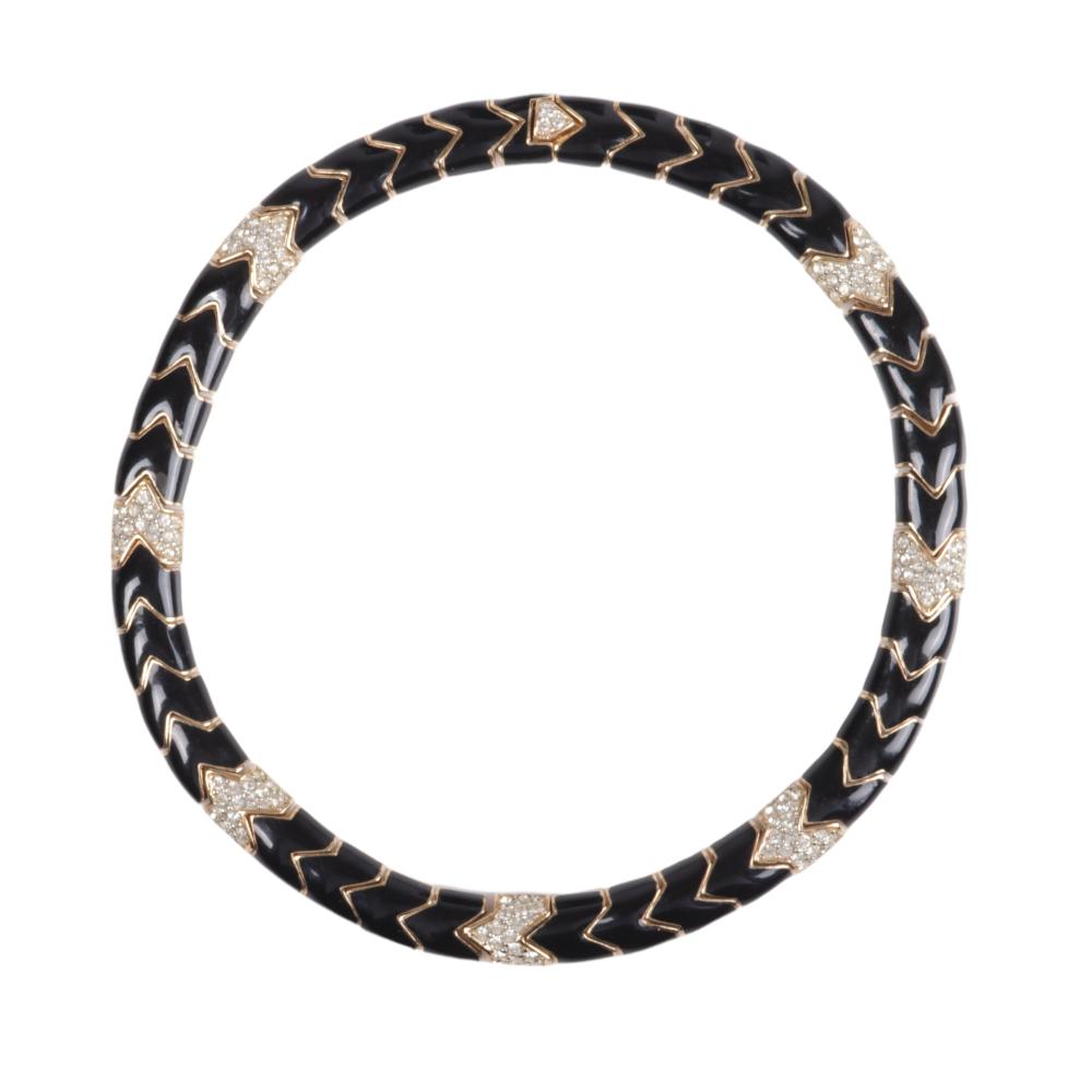 Appraisal: CINER GOLD TONE SNAKE SERPENT INSPIRED BLACK ENAMEL AND PAVE