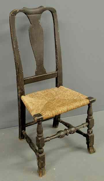 Appraisal: New England maple yolk-back side chair th c with black