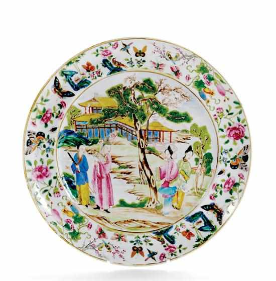 Appraisal: Chinese Export famille rose plate th century floral and butterfly