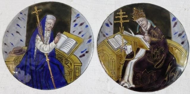 Appraisal: EARLY FRENCH LIMOGES ENAMEL PLAQUES POSSIBLYEARLY TH CENTURY DEPICTING RELIGIOUS