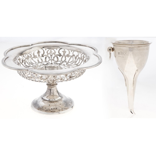 Appraisal: An Edwardian pierced silver sweetmeat stand with reeded scalloped rim