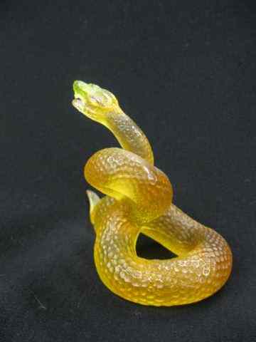 Appraisal: DAUM Crystal Figurine of a Snake golden topaz color ''