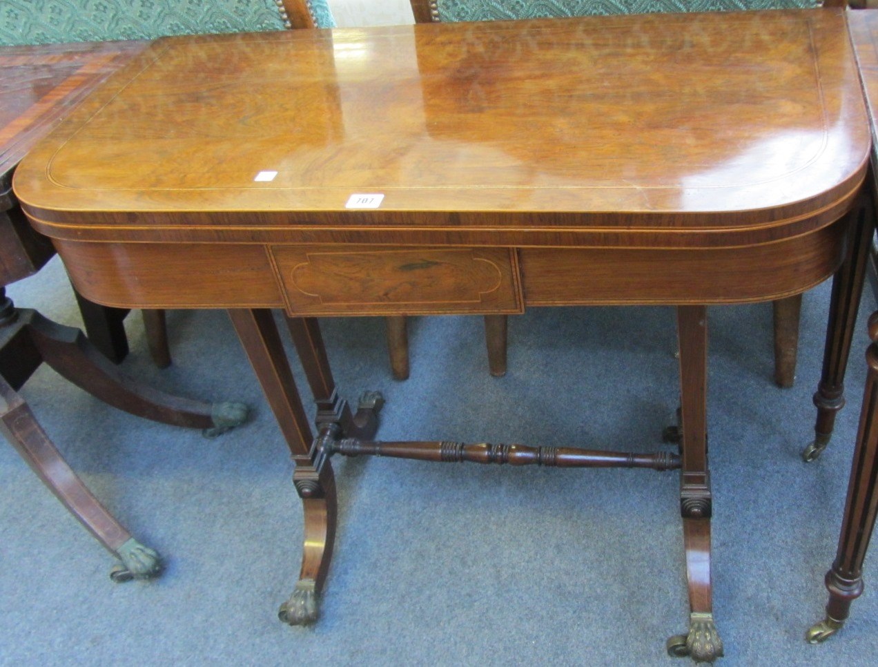 Appraisal: A made up early th century inlaid rosewood card table