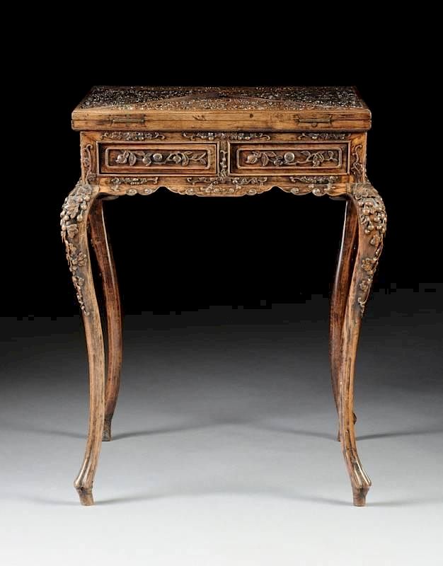 Appraisal: A VINTAGE CHINESE CARVED HARDWOOD HANDKERCHIEF GAMES TABLE REPUBLIC PERIOD