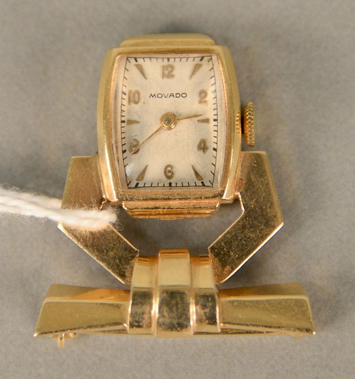 Appraisal: Movado ladies karat gold lapel watch grams total weight Movado