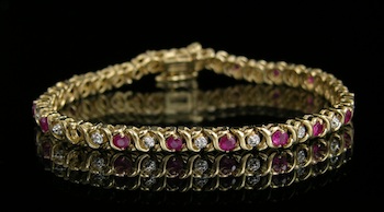 Appraisal: Ladies' Ruby and Diamond Tennis Bracelet Mounted in k yellow