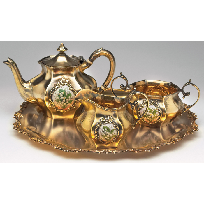 Appraisal: Reed and Barton gilt washed four piece sterling silver tea