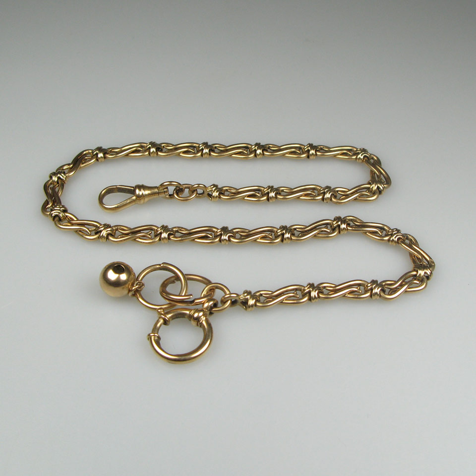 Appraisal: Russian k Yellow Gold Watch Chain with gold swivel spring