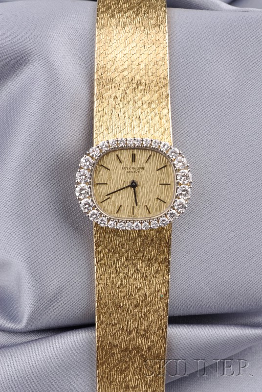 Appraisal: Lady's kt Gold and Diamond Wristwatch Patek Philippe the goldtone