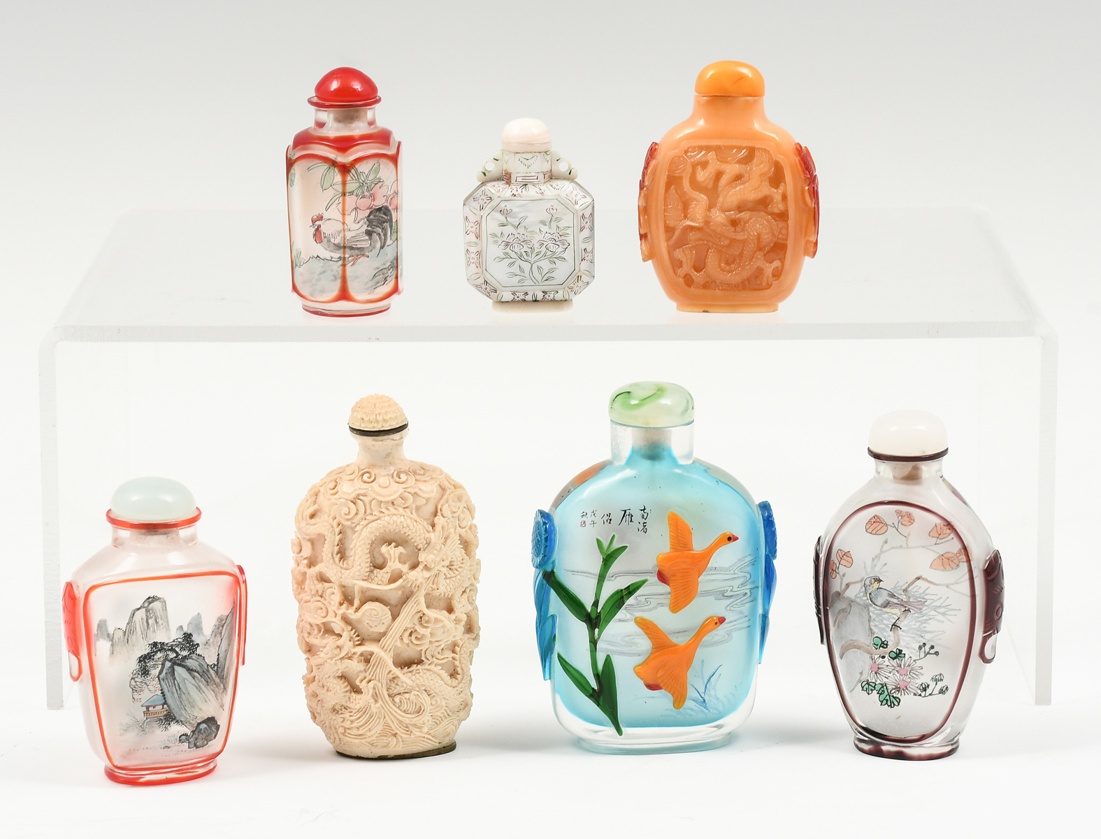 Appraisal: PC CHINESE SNUFF BOTTLES Comprising - Reverse painted glass -