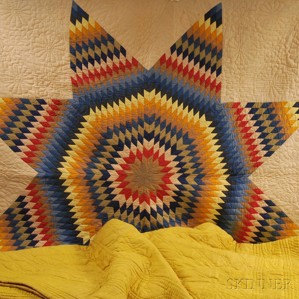 Appraisal: Yellow Two-piece Quilted Bedcover and a Pieced Cotton Star of